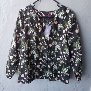 NWT liberty X J.crew black floral blouse small